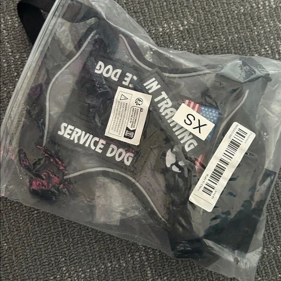 Black and Gray Service Dog Harness with Leash - Picture 6 of 7